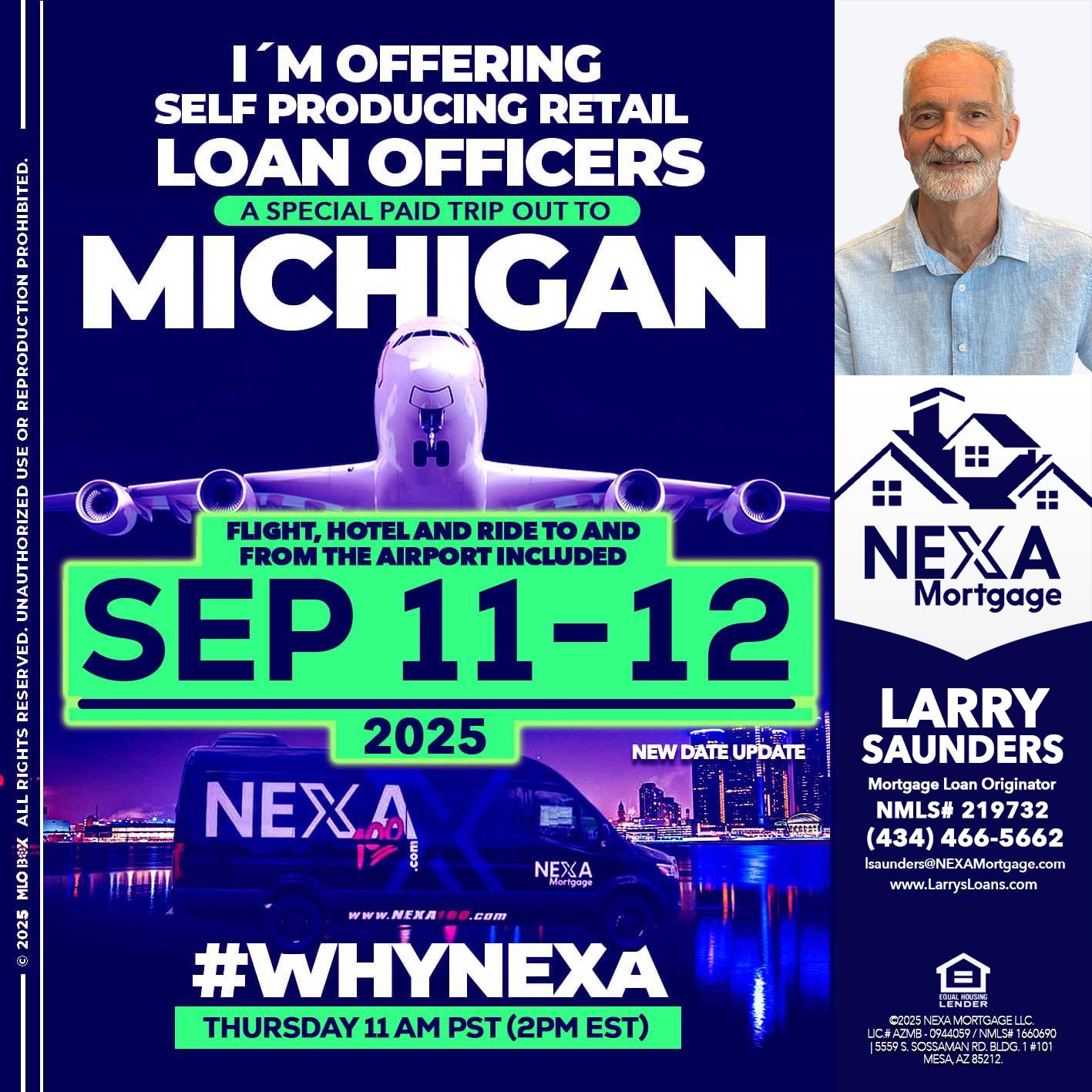 michigan sep 11-12 - Larry Saunders -Mortgage Loan Originator