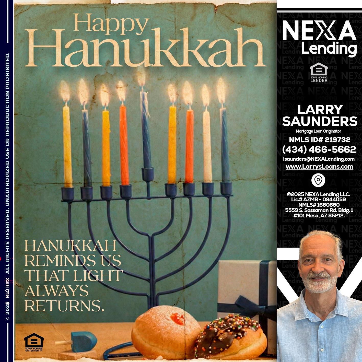 HAPPY HANUKKAH - Larry Saunders -Mortgage Loan Originator
