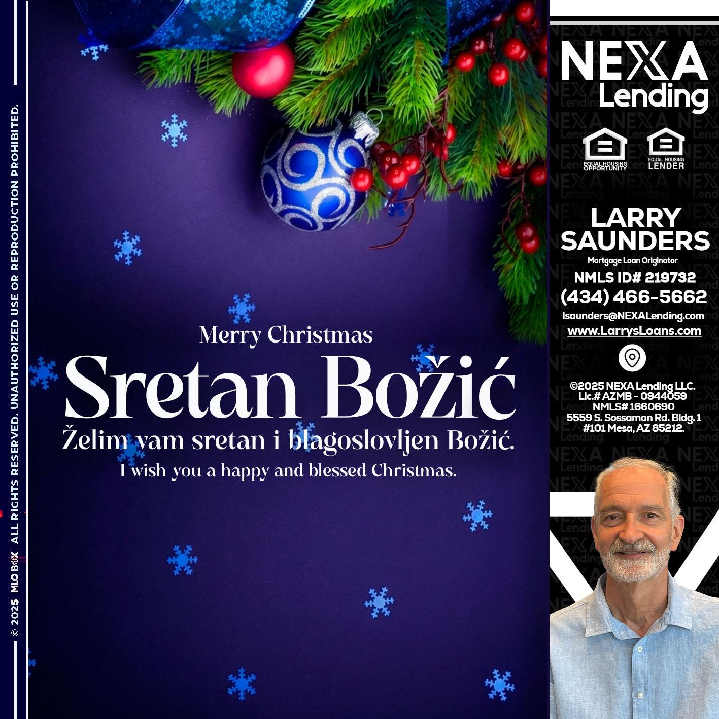 Sretan Božić - Larry Saunders -Mortgage Loan Originator