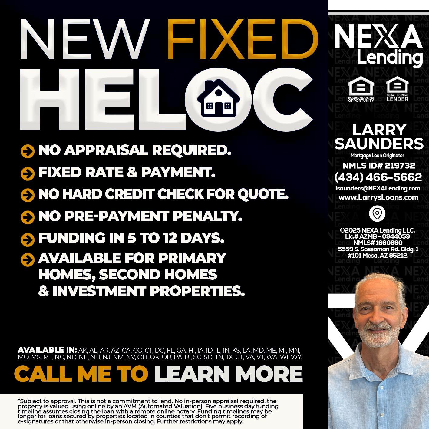 HELOC - Larry Saunders -Mortgage Loan Originator