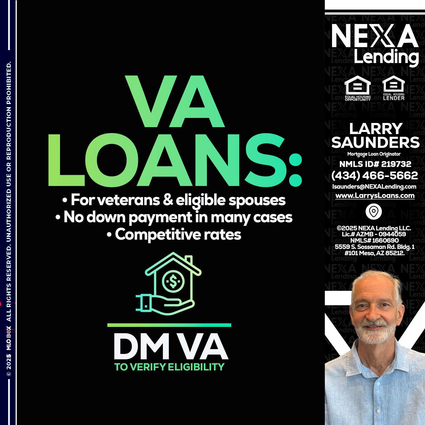 VA LOANS - Larry Saunders -Mortgage Loan Originator
