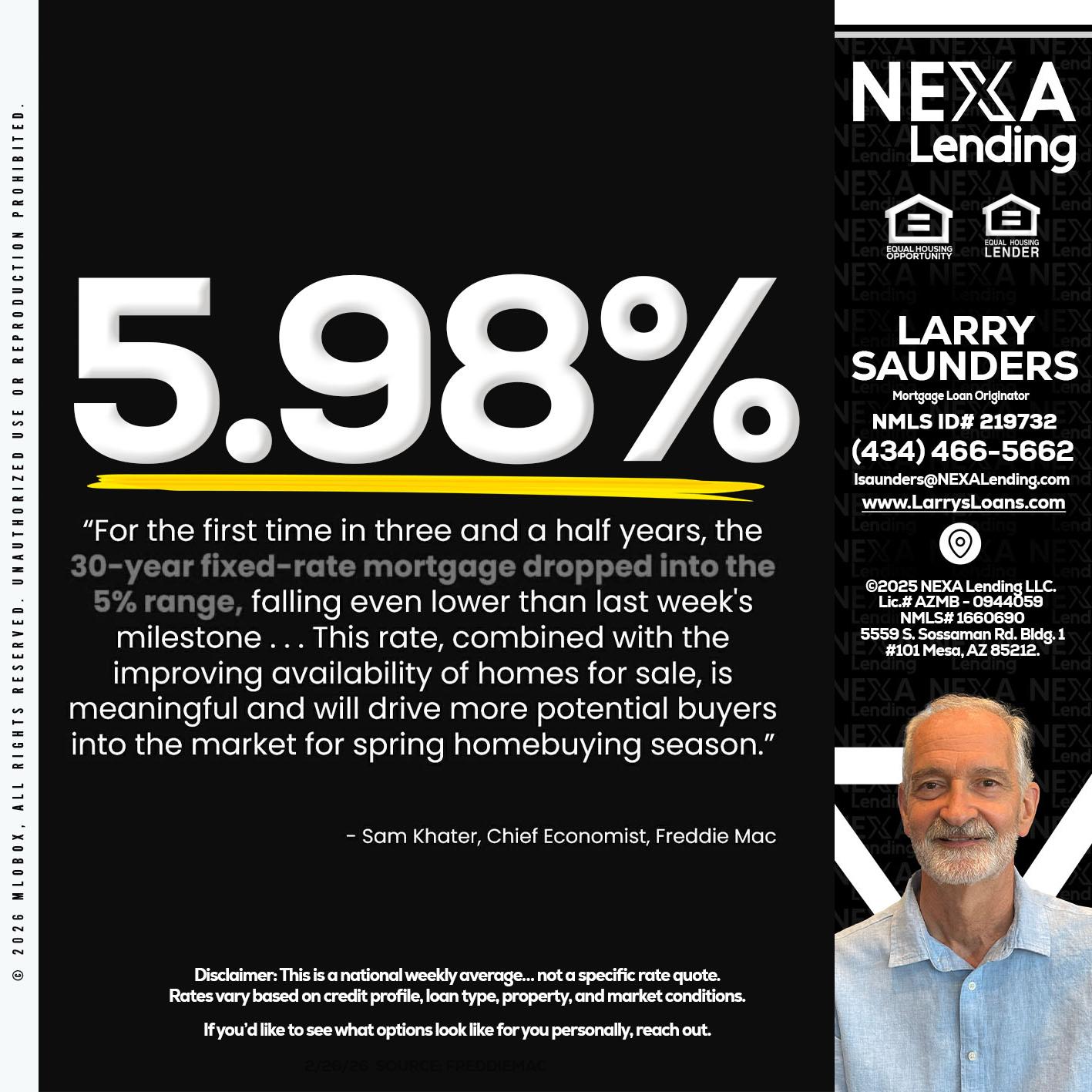 5.98% - Larry Saunders -Mortgage Loan Originator