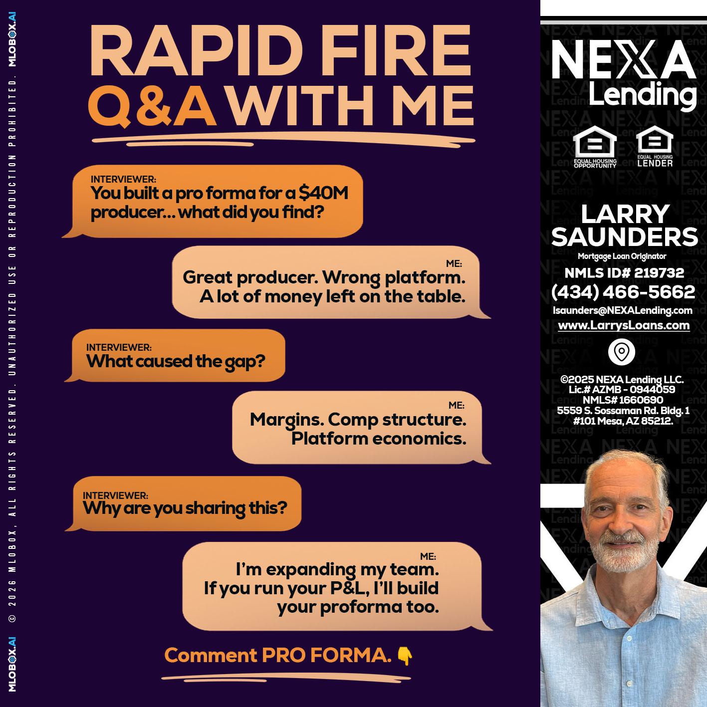 RAPID FIRE - Larry Saunders -Mortgage Loan Originator
