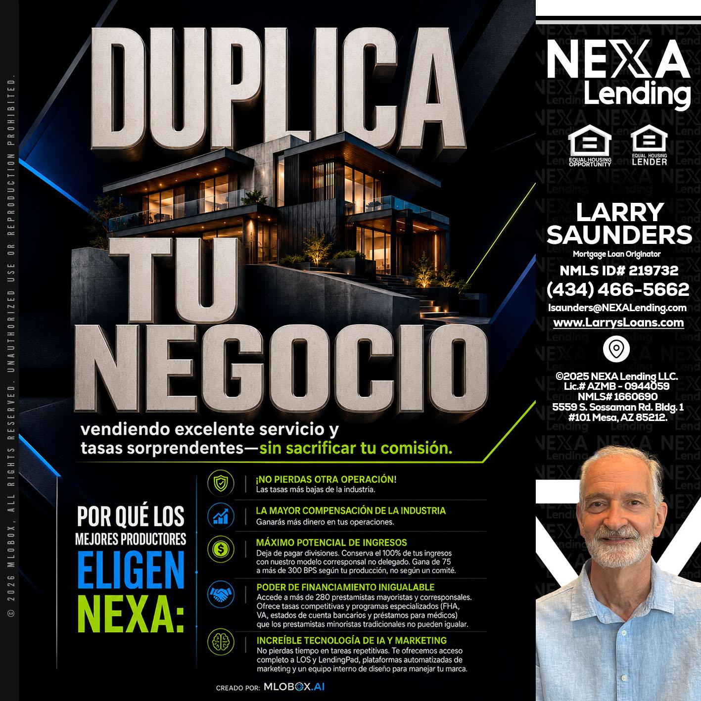 DUPLICA TU NEGOCIO - Larry Saunders -Mortgage Loan Originator