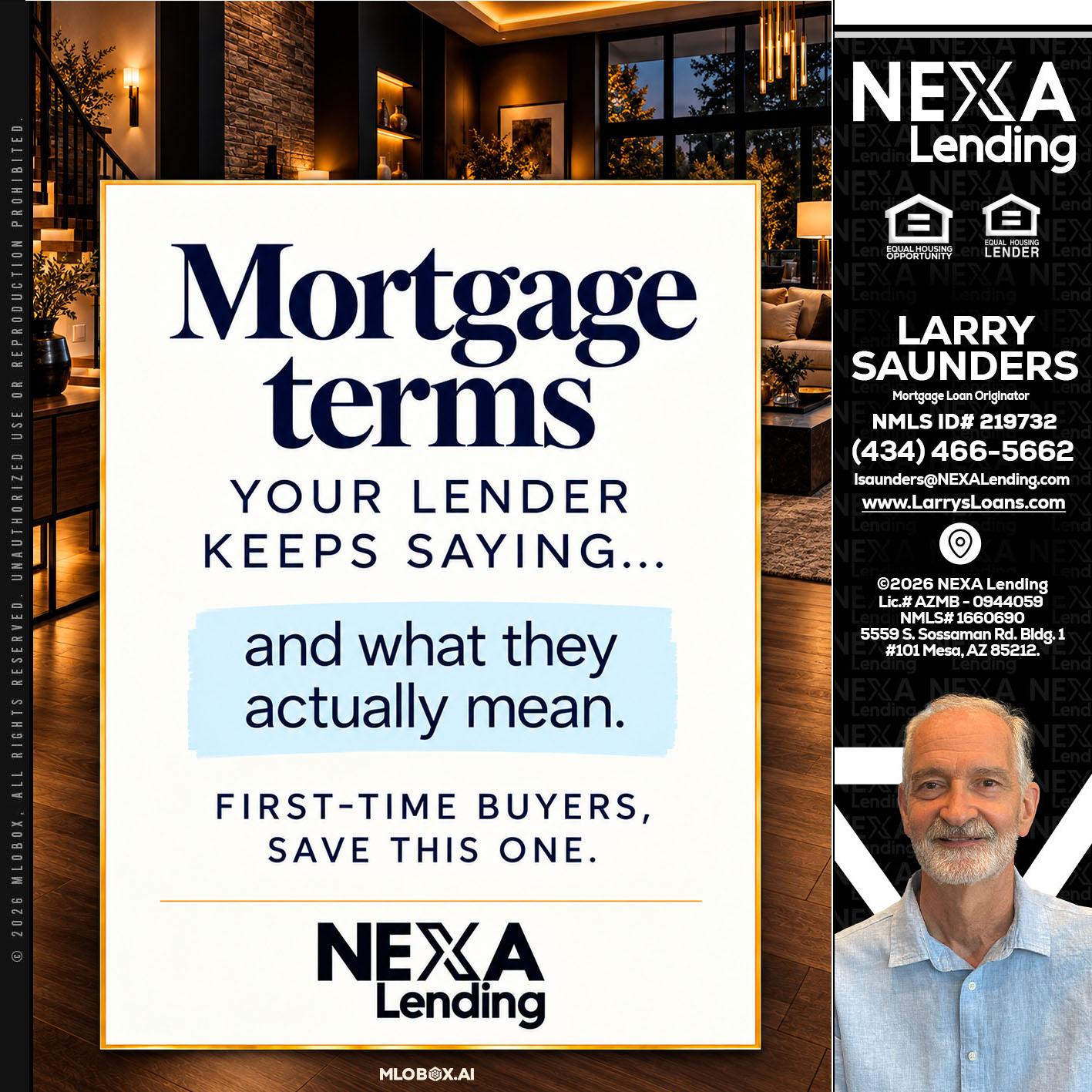 mortgage terms - Larry Saunders -Mortgage Loan Originator